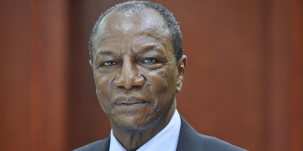 Le président guinéen Alpha Condé, en 2015 à Conakry.