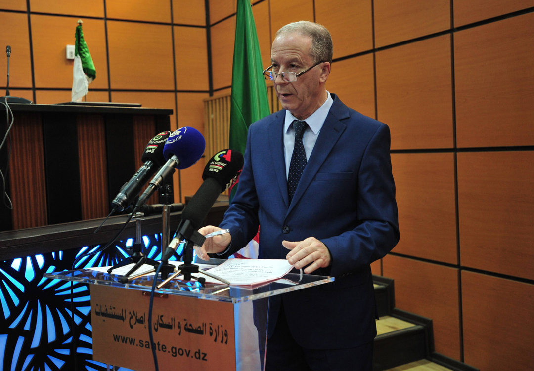 Djamel Fourar, lors de la conférence de presse quotidienne pour donner les statistiques du Covid-19 en Algérie, le 23 mars 2020.