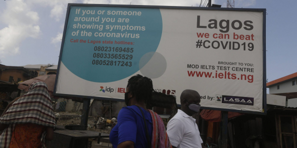 Une affiche sur le coronavirus à Lagos, le 12 mai 2020.