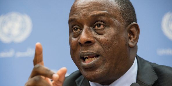 L’ancien ministre sénégalais des Affaires étrangères Cheikh Tidiane Gadio, en 2015, lorsqu’il était envoyé spécial de l’Organisation de la coopération islamique en Centrafrique.
