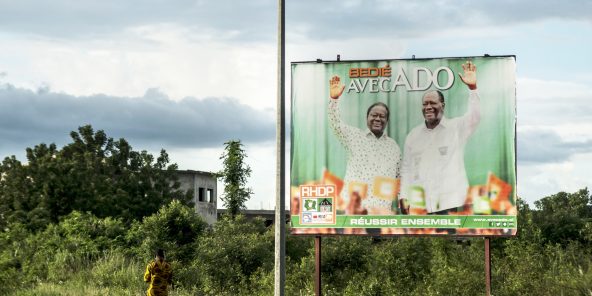 Affiches électorales pour la présidentielle de 2015. À l’époque, Bédié avait appelé à voter pour Ouattara.