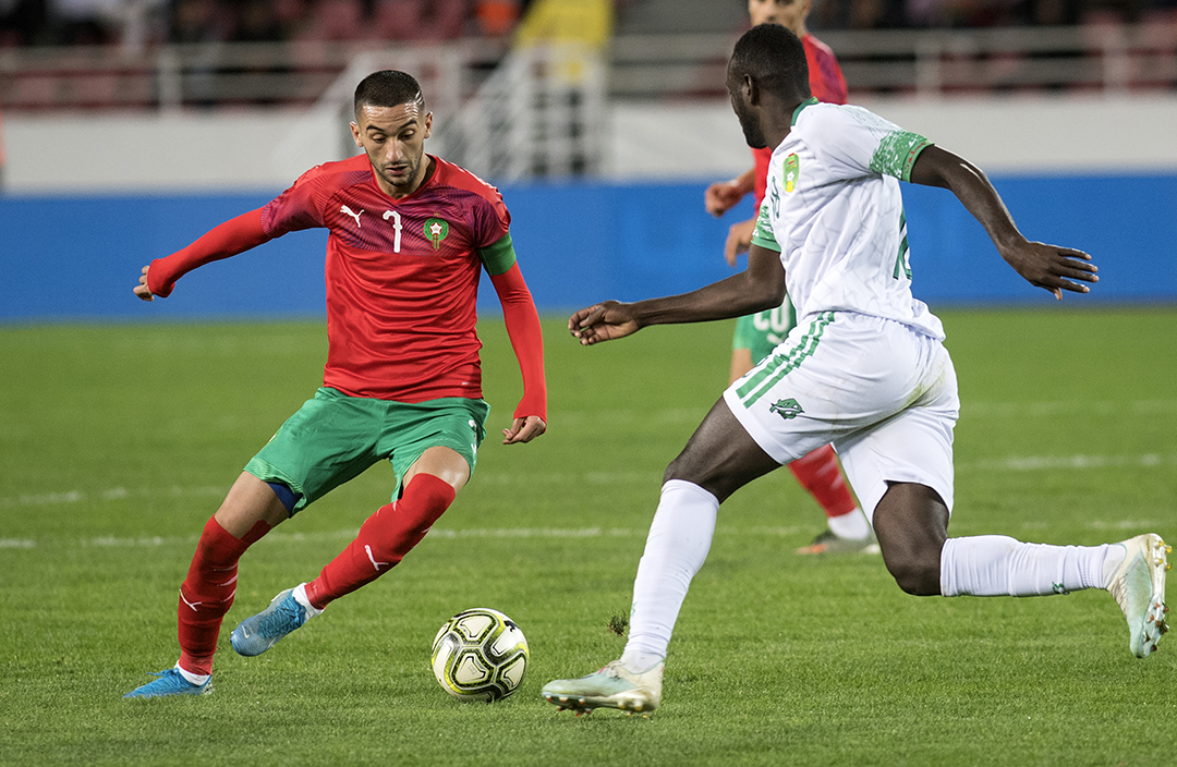Le milieu de terrain marocain Hakim Ziyech lors du match contre la Mauritanie, lors des éliminatoires de la CAN, le 15 novembre 2019, à Rabat.