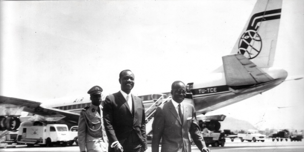 François Tombalbaye, président du Tchad, et Léopold Séder Senghor, président du Sénégal.
