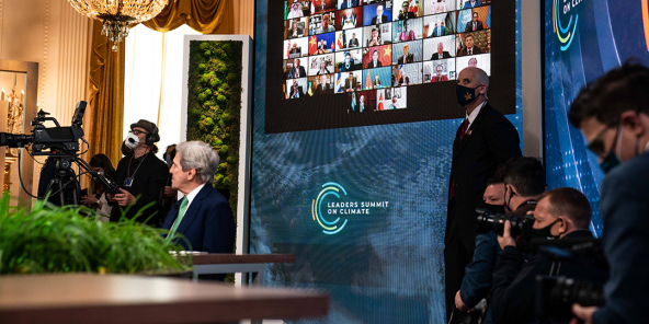 Joe Biden lors du sommet sur le climat, à Washington, le 23 avril 2021.