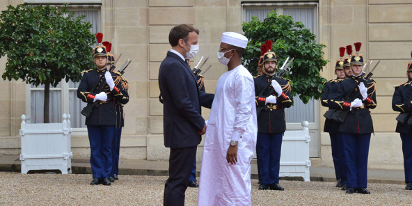 Emmanuel Macron et Mahamat Idriss Déby le 5 juillet à l’Elysée.